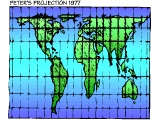 Peter`s projection of the world map (which gives each country the correct relative surface area)